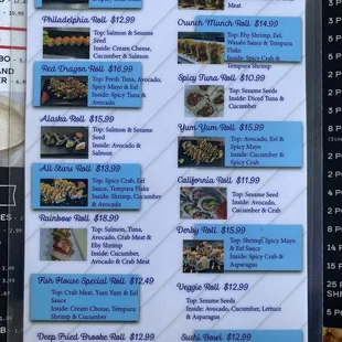 Sushi Menu