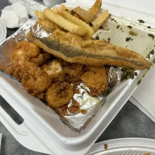 Fried whiting, oysters, shrimp &amp; fries