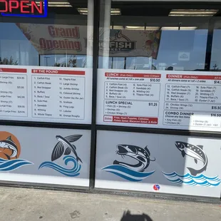 the menu for the fish market
