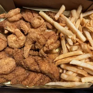 Catfish and large shrimp