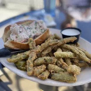 Lobster roll substituting fries for green bean tempura