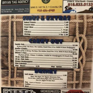 sushi and sashimi, menu