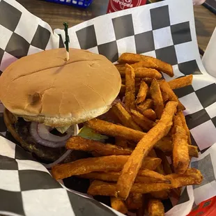 Spicy sausage burger. (A breakfast sausage patty instead of a beef patty)