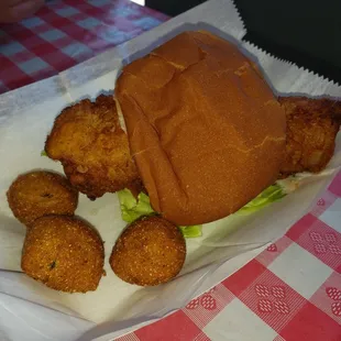 Cod Fish Sandwich with Hush Puppies