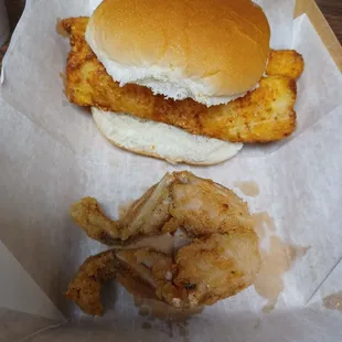 Cod Sandwich and Frog Legs