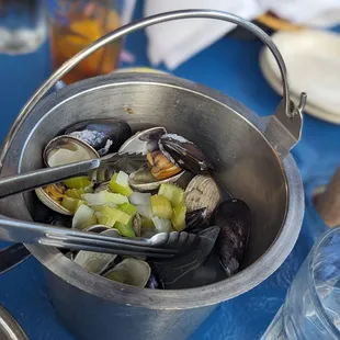 Mussels and clams from crab feast for two