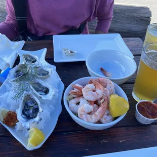 Oysters and shrimp cocktail