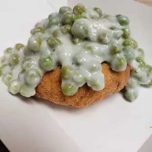 Salmon croquet with creamed peas... YUM