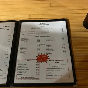 Menu breakfast page two