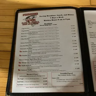 Menu breakfast page one