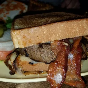 Trender burger with added bacon.  Their version of the big mac