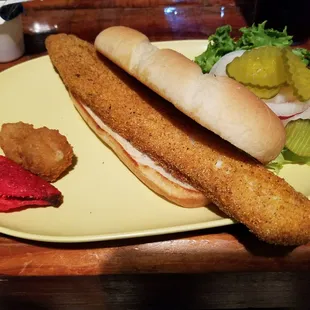 Walleye hoagie sandwich, their speciality