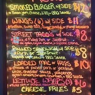 O'Brother Smokehouse main menu