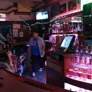 Only one TV but certainly enough booze