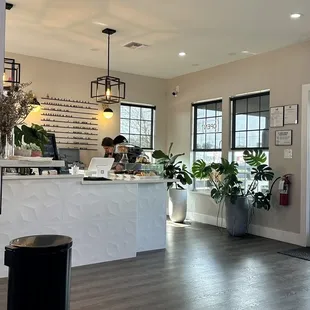 a woman sitting at the counter