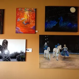 Local artists, something different every time. Christmas shopping, local. :)