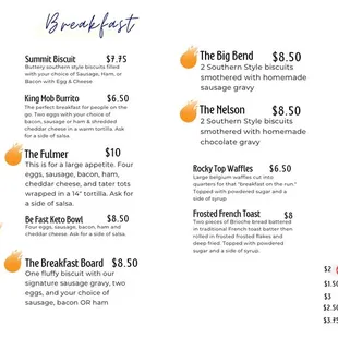 Breakfast Menu