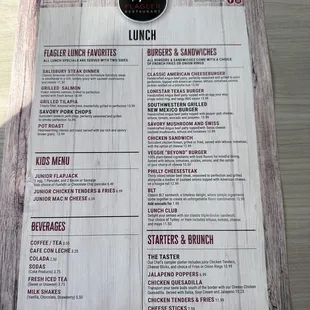 Lunch menu