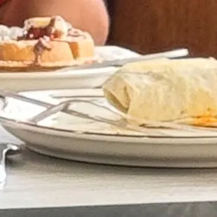 Breakfast burrito &amp; Nutella banana  waffle