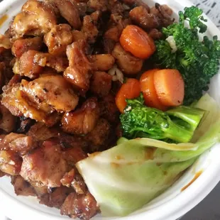 Chicken and Veggies on brown rice.