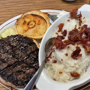 Or 1/2 burger and huge serving of mashed potatoes.