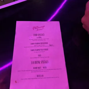 a menu on a table