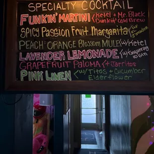 Drink menu
