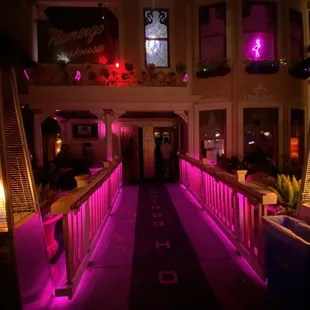 the flamingo house at night