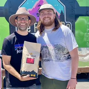 The Peregrine Coffee owners from Westcliffe. They supply our delicious dark roast