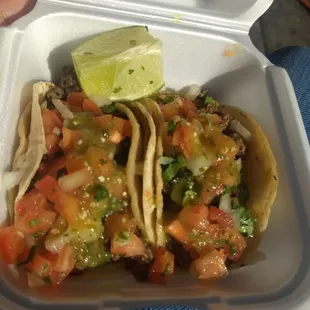 Asada taco $1.50 each (shown here 2 for $3.00)