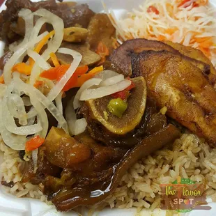 Cowfoot with rice &amp; peas and veggies