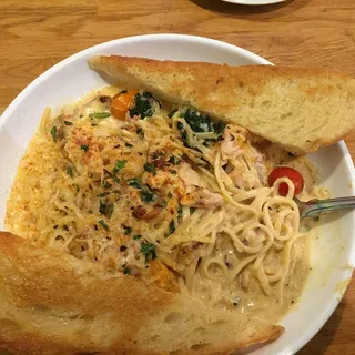Cajun Salmon Linguine Plate Lunch