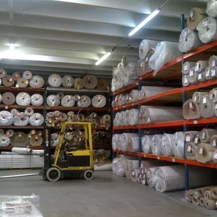 a forklift in a warehouse