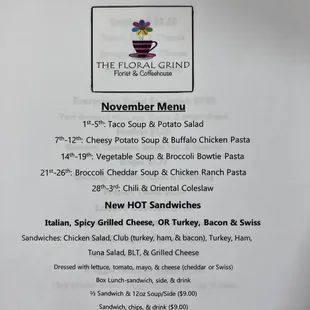 November Menu