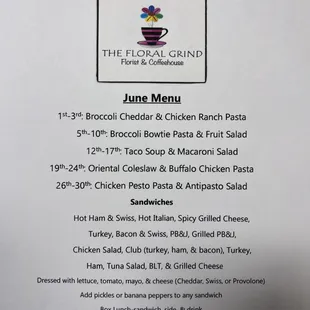 June menu