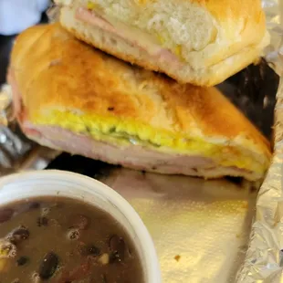 a sandwich and a bowl of soup