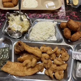 Founder and calabash shrimp platter