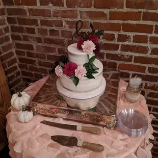 a wedding cake on a table