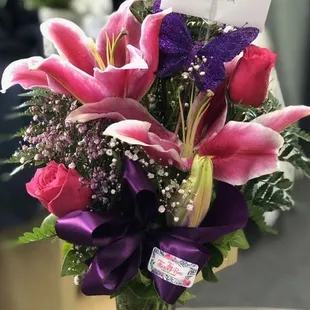 Colorful arrangements. They are very full.