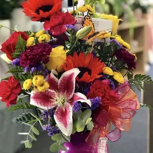 They use  a variety of flowers.