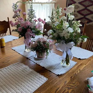 Here are the three arrangements at the two week mark. Amazing.