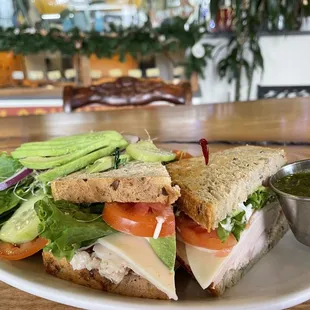 Turkey sandwich and avocado salad (delicious and filling!)