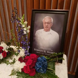 The one blue flower, with purple to the left.