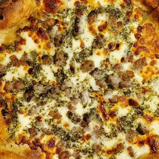 Sausage w/ pesto drizzle