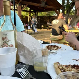 Out door patio seating with love music