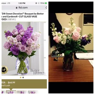 The flowers they delivered looked nothing like what I ordered