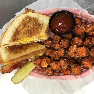 Ducking Sandwich with Sweet Potato Puffs