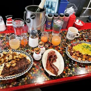 two plates of food on a table