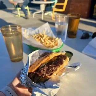 Double Cheeseburger  Basket of Fries  -April 2024