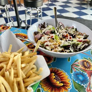 Basket of Fries. Salad. April 2023.